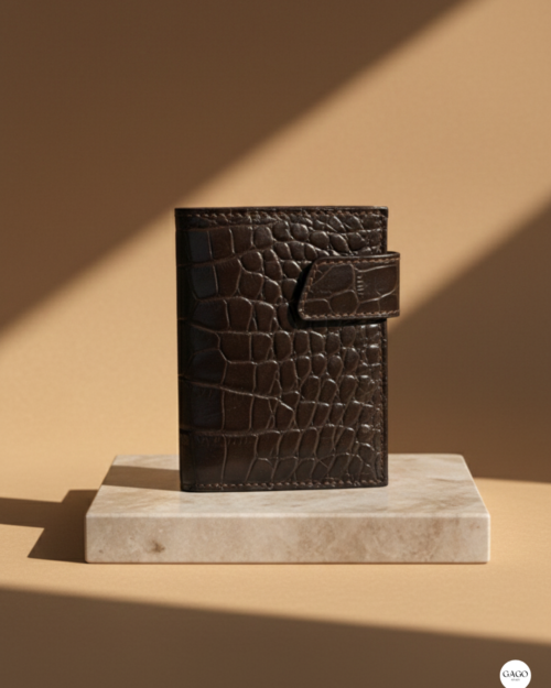 Cartera hombre piel coco marrón