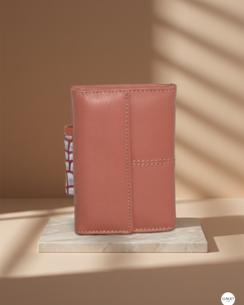 Cartera mujer pequeña piel coco y salmón