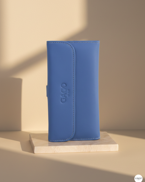 Cartera mujer grande piel degradados azules