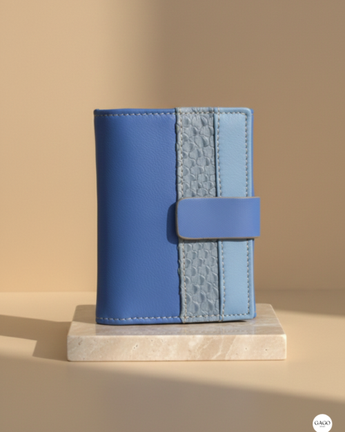 Cartera mujer pequeña piel degradados azules