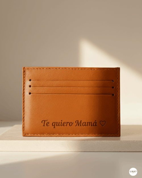 Tarjetero piel color cuero