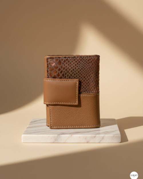 Cartera mujer pequeña piel serpiente y cuero