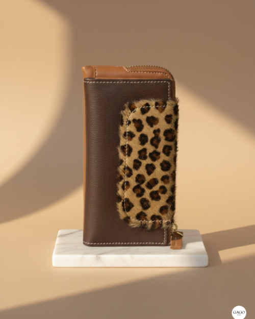 Cartera mujer grande piel leopardo y cuero