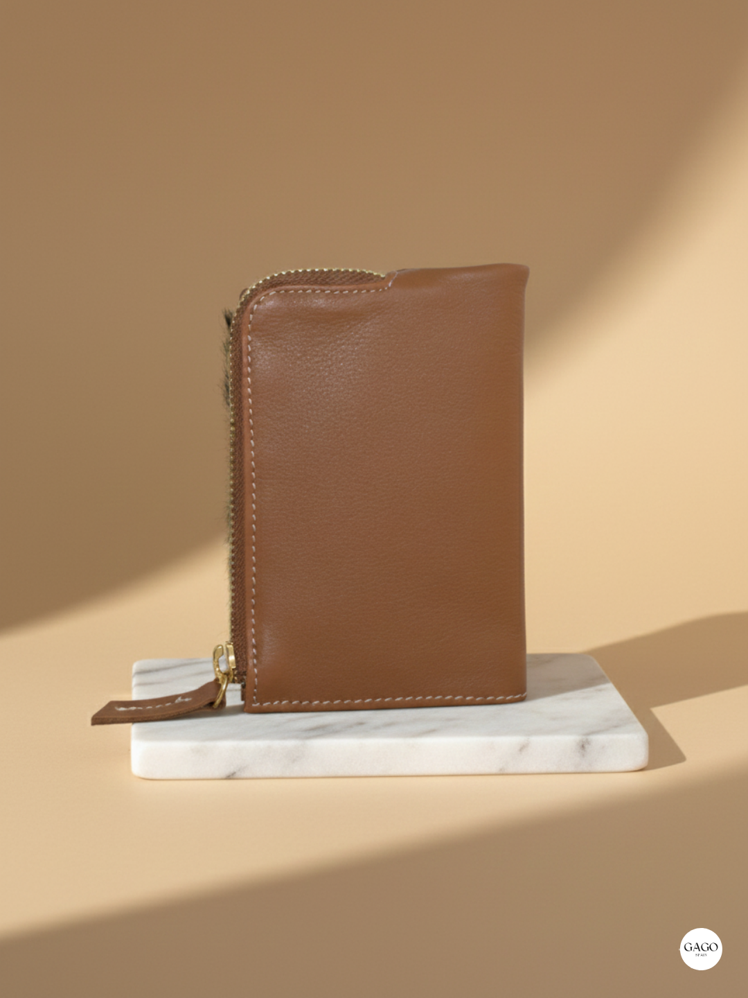 Cartera mujer pequeña piel leopardo y cuero - Imagen 2