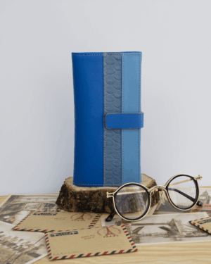 Cartera mujer grande piel degradados azules