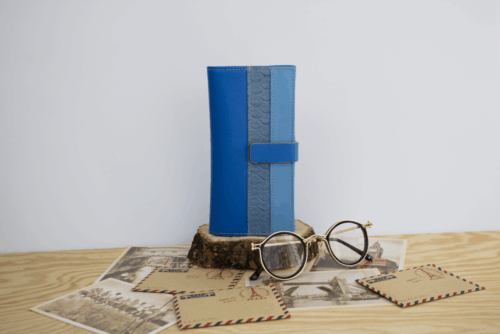Cartera mujer grande piel degradados azules - Imagen 2