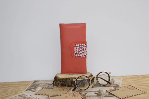 Cartera mujer grande piel coco y salmón - Image 4