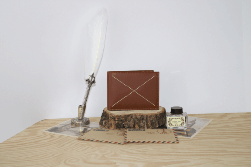 Cartera hombre piel cuero costura