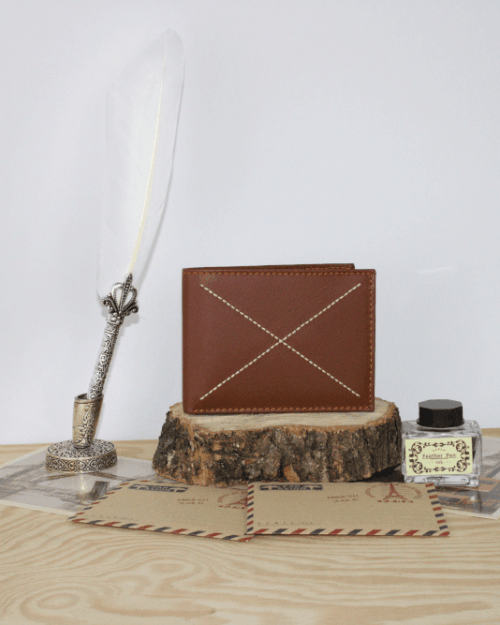 Cartera hombre piel cuero costura