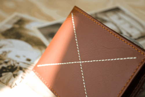 Cartera hombre piel cuero costura - Imagen 3