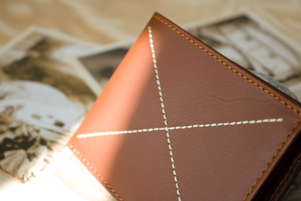 Cartera hombre piel cuero costura - Imagen 3