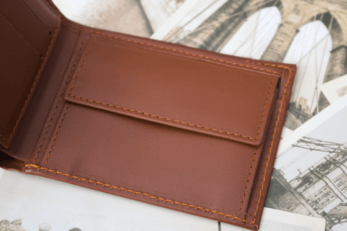 Cartera hombre piel cuero costura - Imagen 5