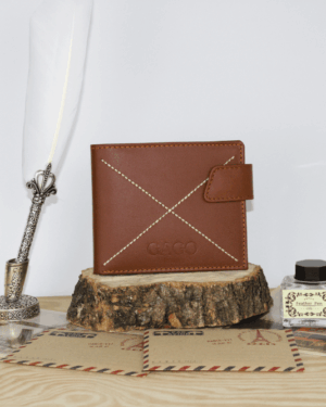 Cartera de hombre cuero costura con broche