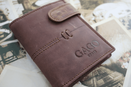 Cartera hombre cuero vintage con broche - Imagen 4