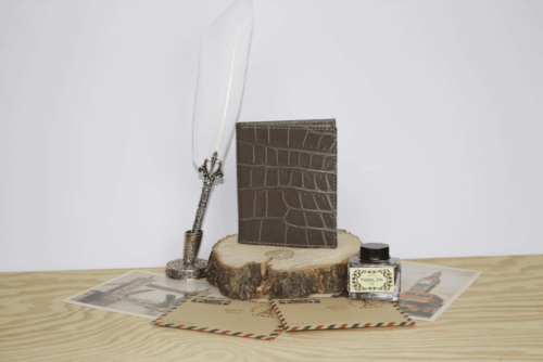 Cartera hombre piel coco gris grande