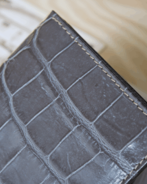 Cartera hombre piel coco gris pequeña
