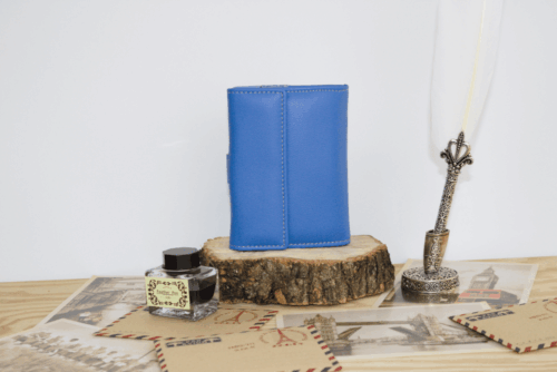 Cartera mujer pequeña piel degradados azules - Imagen 3