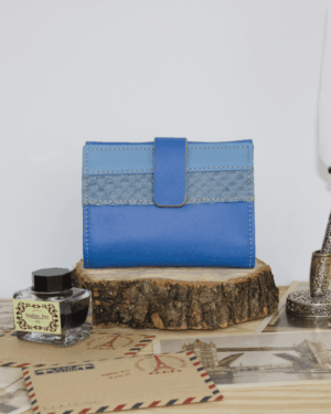 Cartera mujer pequeña piel degradados azules