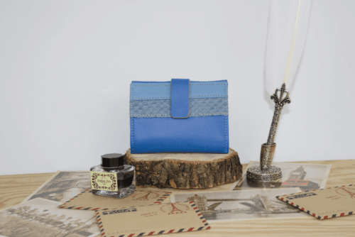Cartera mujer pequeña piel degradados azules - Imagen 2