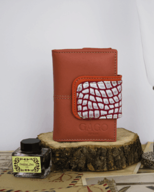 Cartera mujer pequeña piel coco y salmón