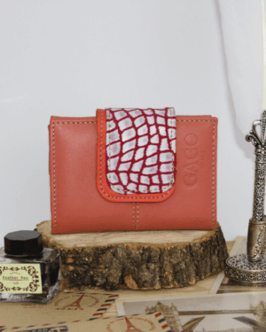 Cartera mujer pequeña piel coco y salmón