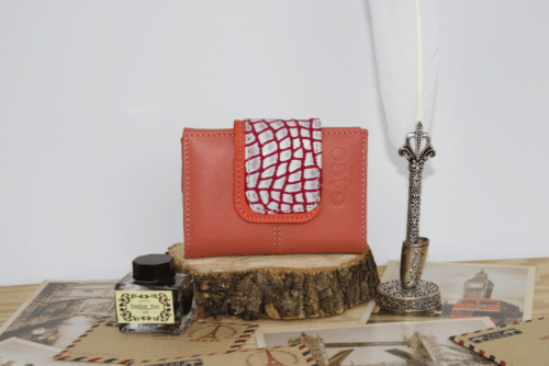 Cartera mujer pequeña piel coco y salmón - Image 2