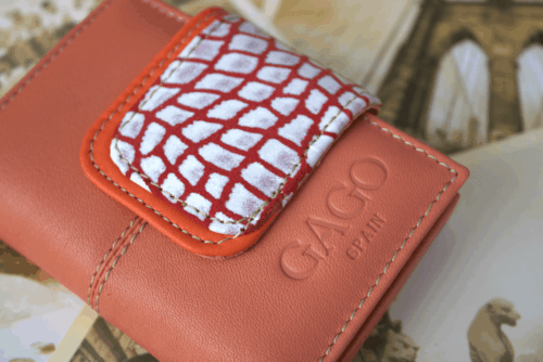 Cartera mujer pequeña piel coco y salmón - Image 3