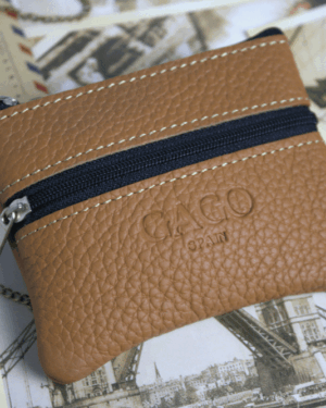 Monedero piel color cuero grano