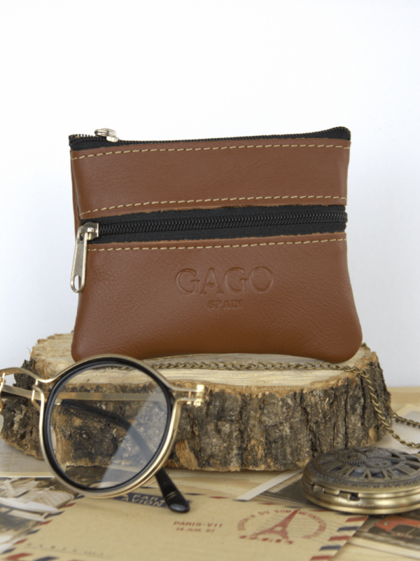 Monedero piel color cuero
