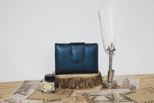 Cartera mujer pequeña piel serpiente y azul - Imagen 3
