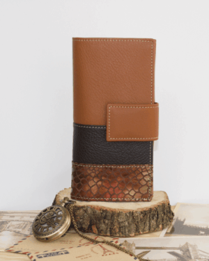 Cartera mujer grande piel serpiente y cuero