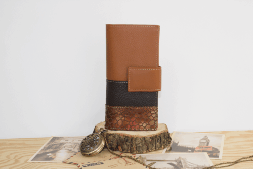 Cartera mujer grande piel serpiente y cuero