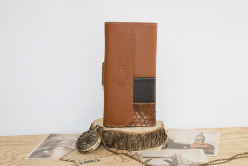 Cartera mujer grande piel serpiente y cuero - Imagen 2