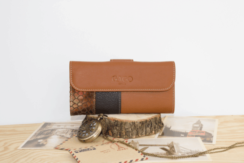 Cartera mujer grande piel serpiente y cuero - Imagen 3