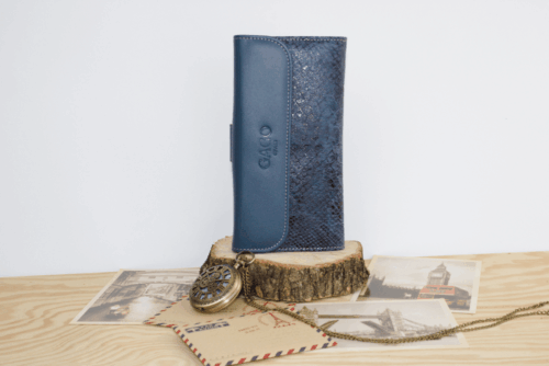 Cartera mujer grande piel serpiente azul - Image 2