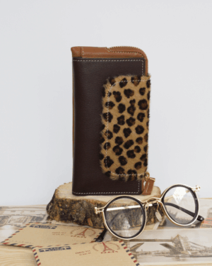 Cartera mujer grande piel leopardo y cuero