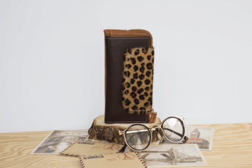 Cartera mujer grande piel leopardo y cuero