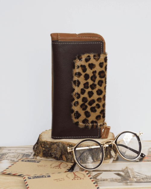 Cartera mujer grande piel leopardo y cuero