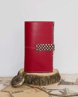 Cartera mujer grande piel serpiente rojo y negro