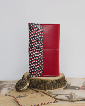 Cartera mujer grande piel serpiente rojo y negro