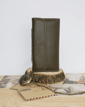 Cartera mujer grande piel serpiente y oliva