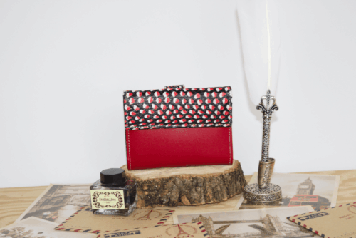 Cartera mujer pequeña piel serpiente rojo y negro - Imagen 4