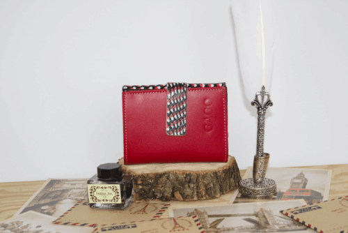 Cartera mujer pequeña piel serpiente rojo y negro - Imagen 3