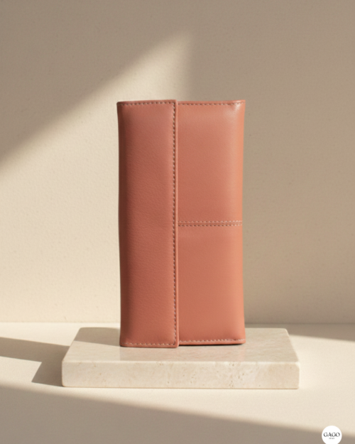 Cartera mujer grande piel coco y salmón